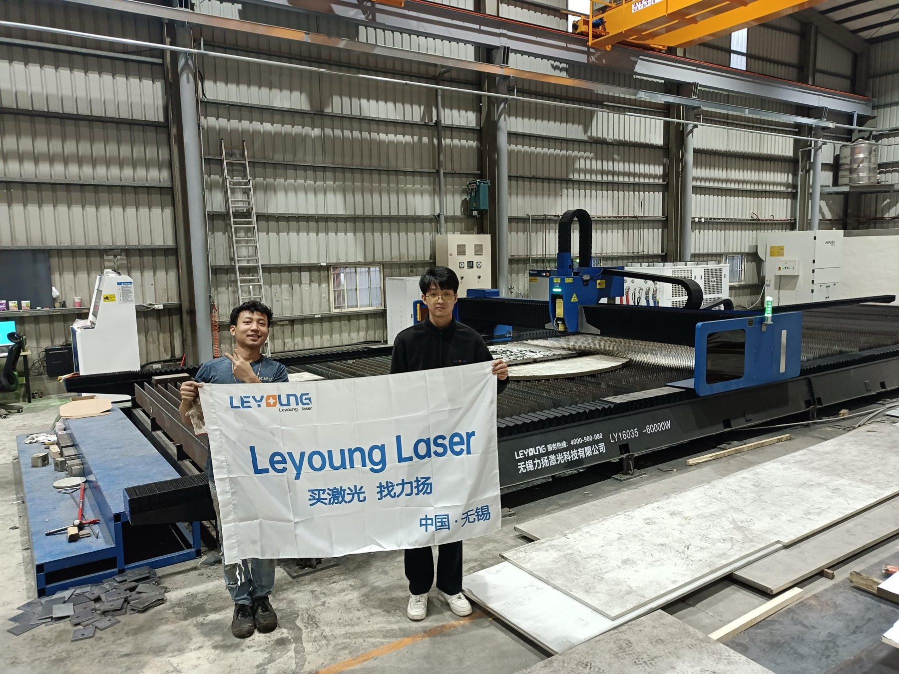 台灣桃園 60kW 地軌式龍門雷射切割機實裝現場